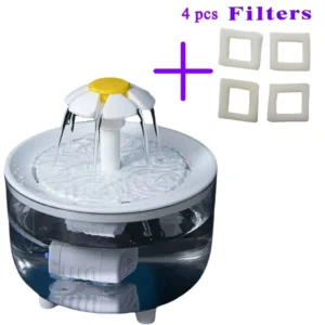 Fontanna dla kota 1200 ml z 4 filtrami i zasilaniem USB Biały
