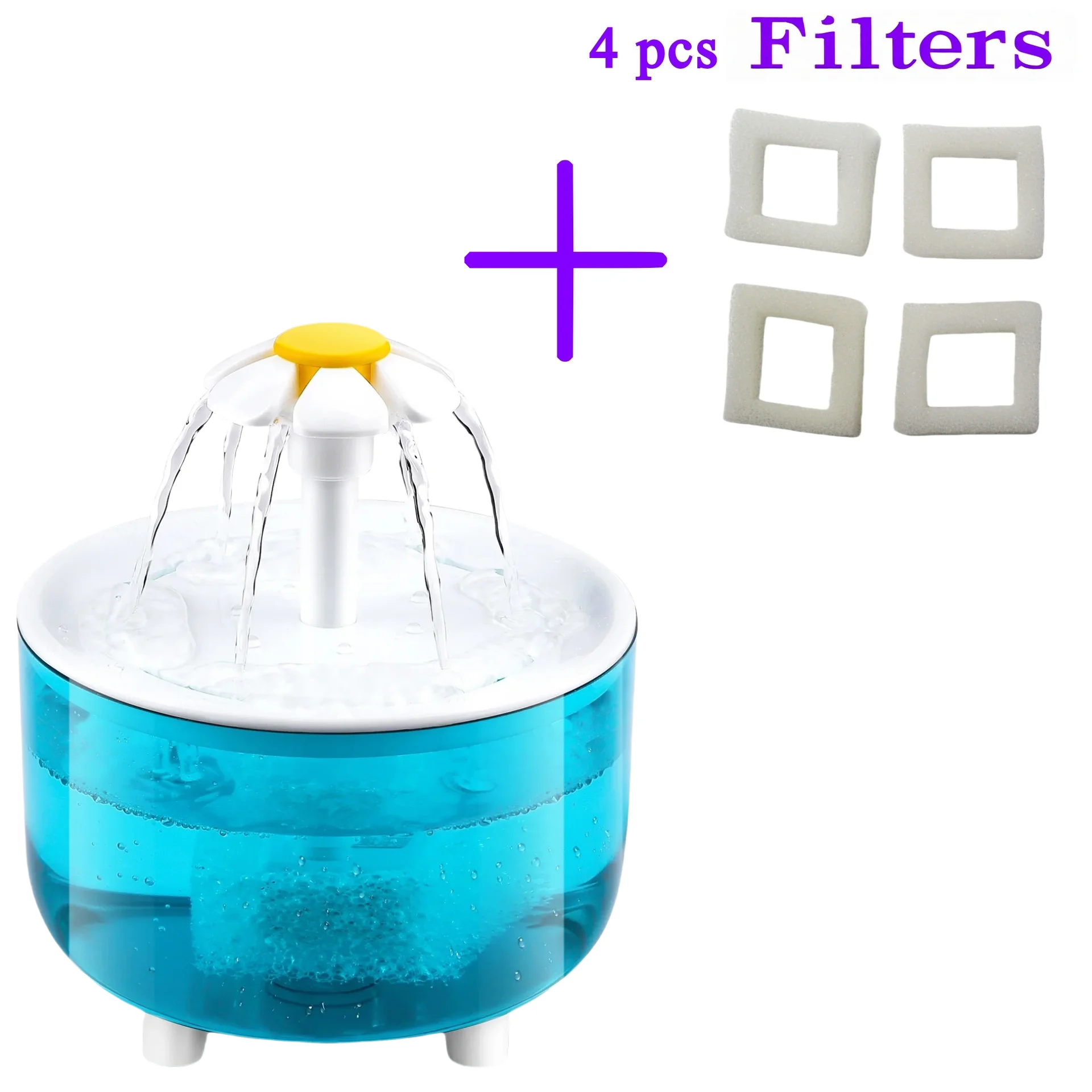 Fontanna dla kota 1200 ml z 4 filtrami i zasilaniem USB Błękitny