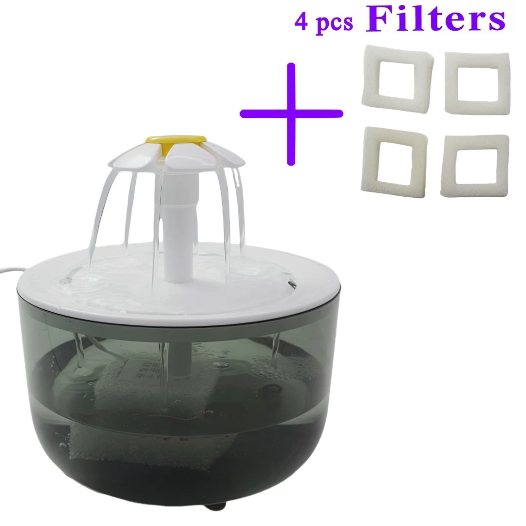 Fontanna dla kota 1200 ml z 4 filtrami i zasilaniem USB Szary
