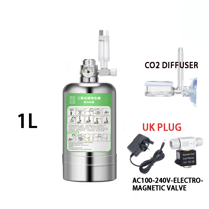 Zestaw generatora CO2 do akwarium ze stali nierdzewnej L full set uk