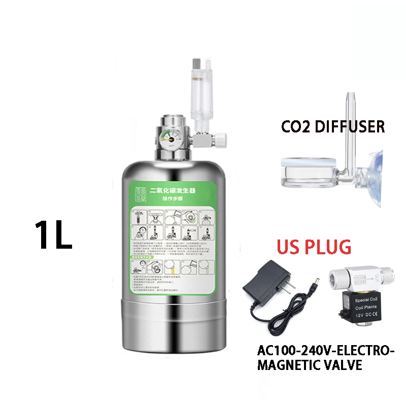 Zestaw generatora CO2 do akwarium ze stali nierdzewnej L full set us
