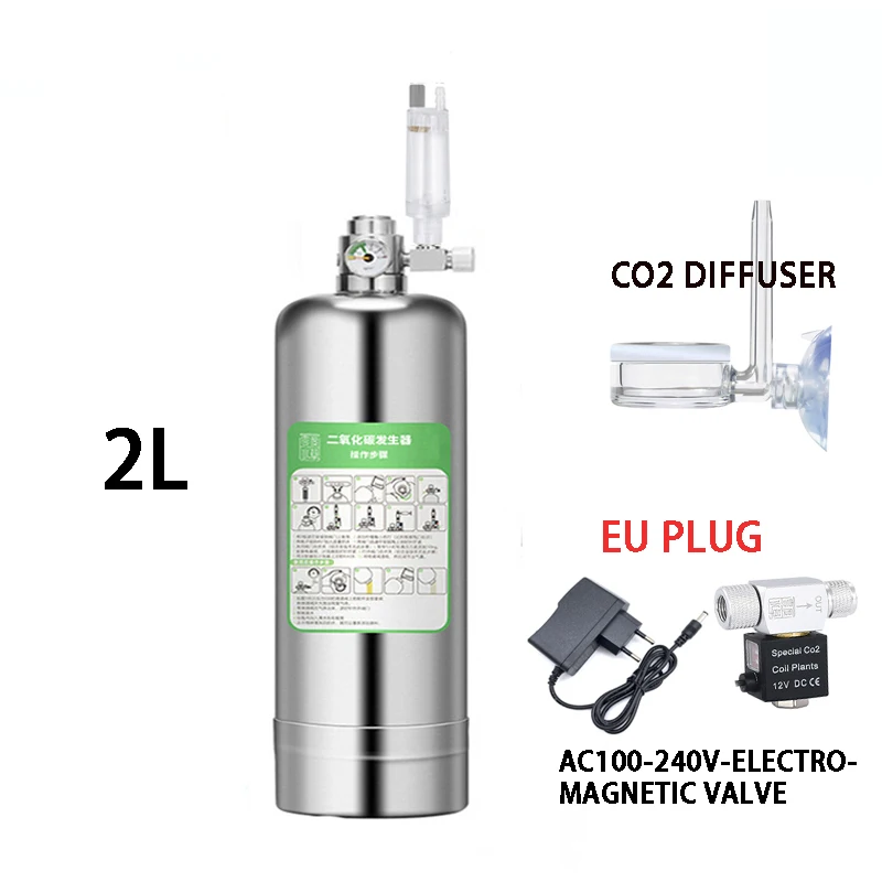 Zestaw generatora CO2 do akwarium ze stali nierdzewnej L full set eu