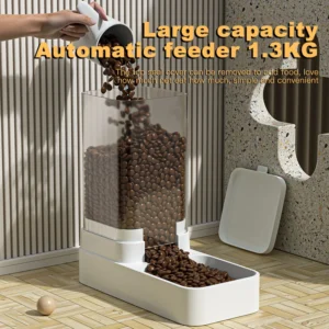 Grawitacyjny Zestaw Karmnik i Poidło dla Kota i Psa z Dużym Zbiornikiem Czerwony