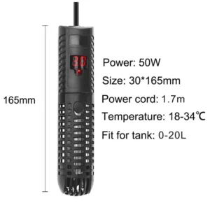 Zanurzeniowa grzałka akwariowa 50-500W z wyświetlaczem LCD i termostatem Biały
