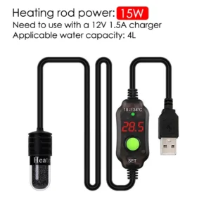 Grzałka akwariowa USB LED z wyświetlaczem 10/15W W