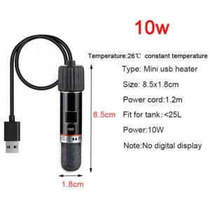 Grzałka USB do akwarium nano 10W z termostatem W