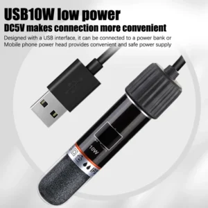 Grzałka USB Mini 10W do akwarium – termostat 26°C dla ryb betta i krewetek Biały
