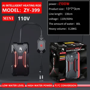 Grzejnik akwariowy 25-200W z termostatem wtyczka EU/US 110V 220V Niebieski