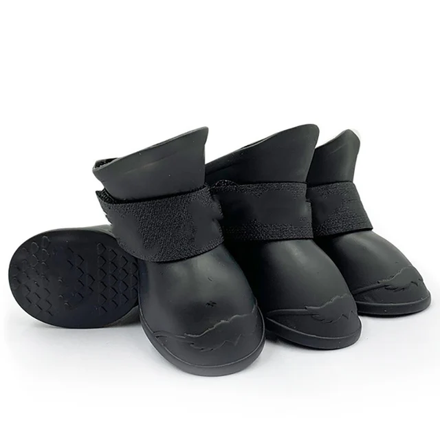 Gumowe wodoodporne buty outdoorowe dla psa i kota — 4 sztuki Czarny