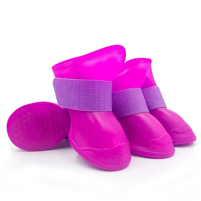 Gumowe wodoodporne buty outdoorowe dla psa i kota — 4 sztuki Fioletowy
