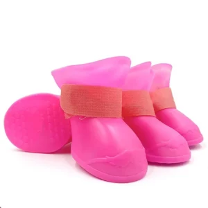Gumowe wodoodporne buty outdoorowe dla psa i kota — 4 sztuki Różowy