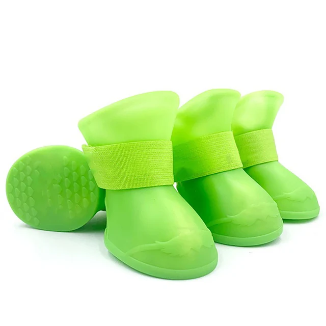 Gumowe wodoodporne buty outdoorowe dla psa i kota — 4 sztuki Zielony