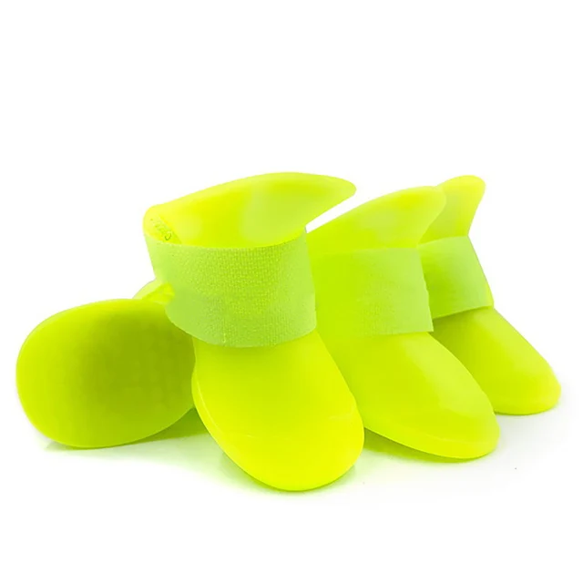 Gumowe wodoodporne buty outdoorowe dla psa i kota — 4 sztuki żółty