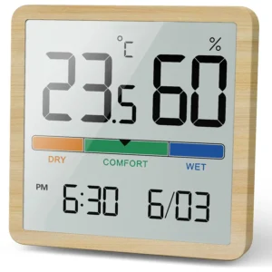 Higrotermograf LCD z zegarem do terrarium i akwarium Pomarańczowy