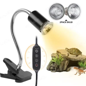 Izolowana lampa UVA UVB 50W z klipsem do terrarium gadów Ciemny brąz