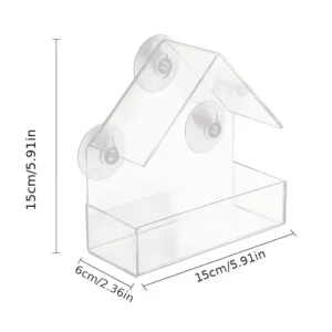 Karmnik dla ptaków na okno z przyssawkami Transparent