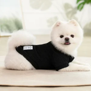 Klasyczna kamizelka z dzianiny dla psa i kota — buldog, bichon, york Czarny
