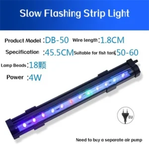 Kolorowa listwa LED do akwarium zatapialna 220V – efektowna dekoracja zbiornika Szary