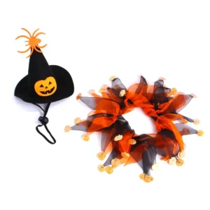 Zestaw kostiumu dyni na Halloween dla kota i małego psa Biały