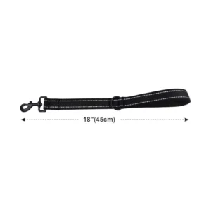 Krótka smycz nylonowa odblaskowa dla dużego psa 30–60 cm Czarny