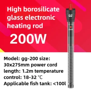 Kwarcowa grzałka akwariowa 25-300W z cyfrowym wyświetlaczem i termostatem Czerwony