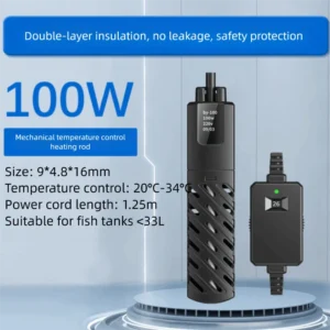 Kwarcowa grzałka do akwarium 30W–100W z czujnikiem niskiego poziomu wody Czerwony
