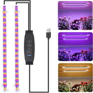 Lampa fito LED USB do terrarium i roślin – 3 kolory, timer Niebieski