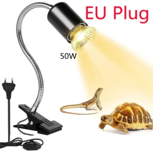 Lampa grzewcza UVA UVB 50W do terrarium z obrotową głowicą — symulacja słońca dla żółwi Ciemny brąz