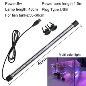 Lampa LED do akwarium USB podwodna do roślin wodnych 18-58 cm żółty