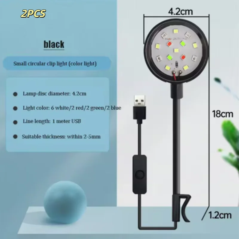 Lampa LED do akwarium na klips USB obrotowa Czarny