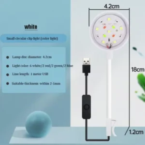 Lampa LED do akwarium na klips USB obrotowa Biały