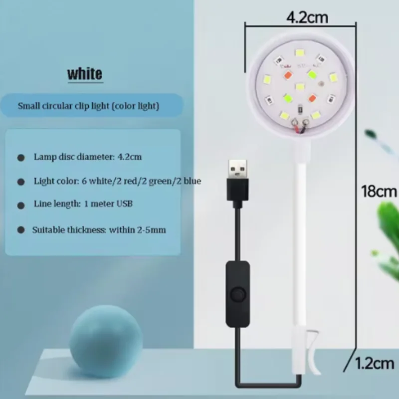 Lampa LED do akwarium na klips USB obrotowa Biały