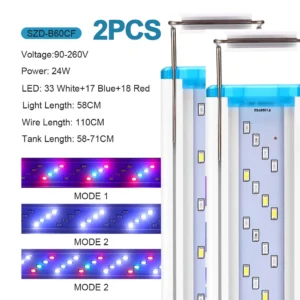 Lampa LED na klips do akwarium 58 cm - oświetlenie roślin wodnych .