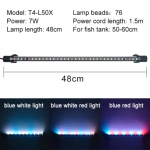 Lampa LED z klipsem do akwarium podwodna 220V – 3 tryby światła Czerwony