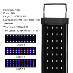 Lampa LED RGB do akwarium super slim z klipsem 31-120 cm Biały
