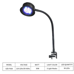 Lampa rafowa LED 30W do akwarium morskiego — ściemniana, z timerem, LPS SPS Biały