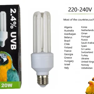 Lampa UVB 2,4% 20W dla papug i ptaków - pełne spektrum Czarny