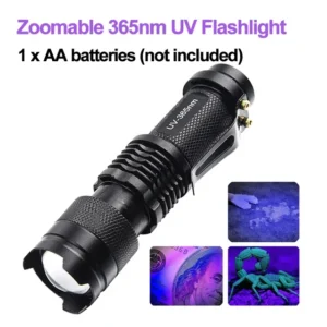 Latarka UV 365/395nm wodoodporna z zoomem do wykrywania moczu zwierząt Niebieski