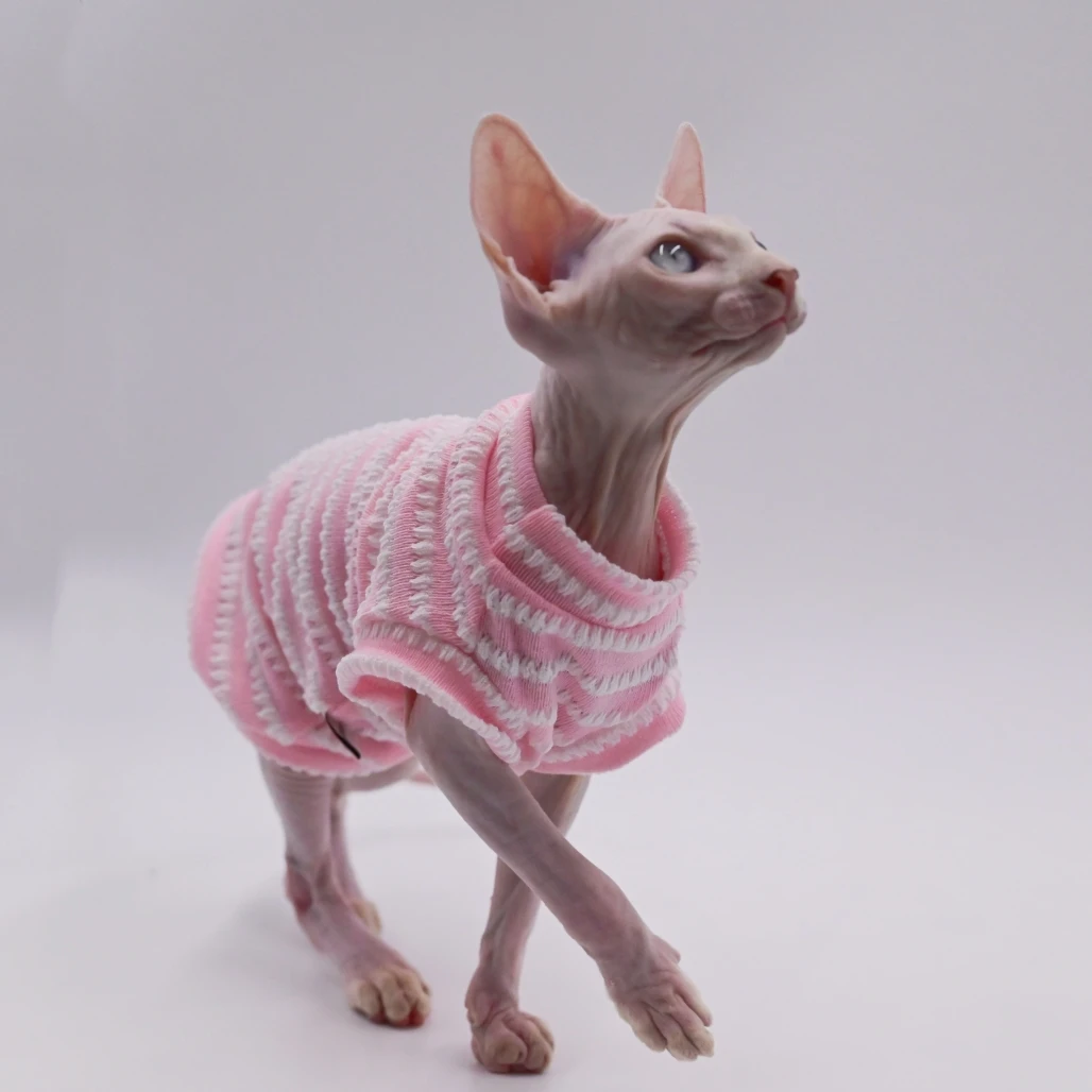 Letni koszulek chłodzący dla kota Sphynx Devon Rex Abyssinian Różowy