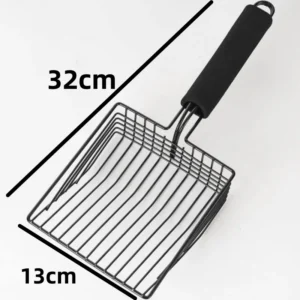 Łopatka do żwirku dla kota - metalowa szufelka ze stali nierdzewnej Czarny