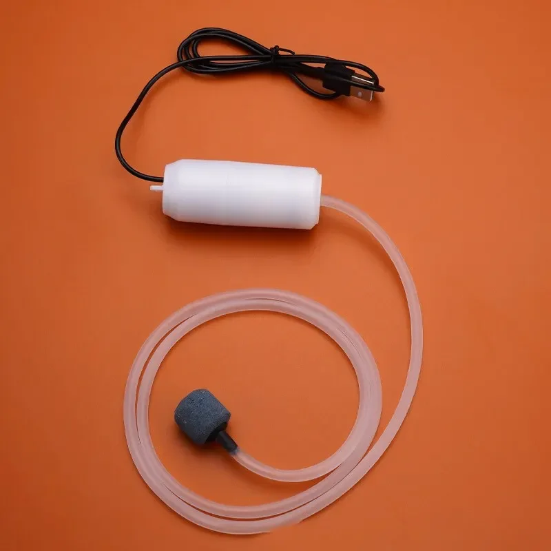 Mała pompa tlenowa USB do akwarium hodowlanego ciche napowietrzanie Biały