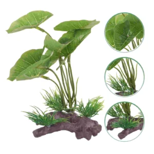 Małe sztuczne rośliny w doniczce do akwarium i terrarium Czerwony