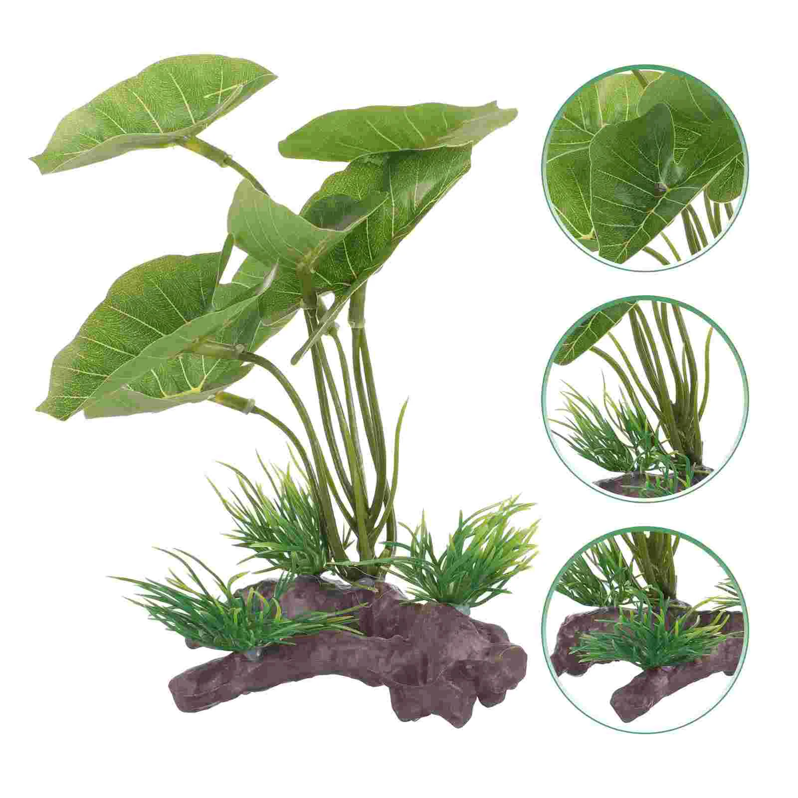 Małe sztuczne rośliny w doniczce do akwarium i terrarium Czerwony
