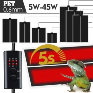 Mata grzewcza dla gadów z timerem 2/4/6H i 3-stopniowym regulatorem – 5-45W