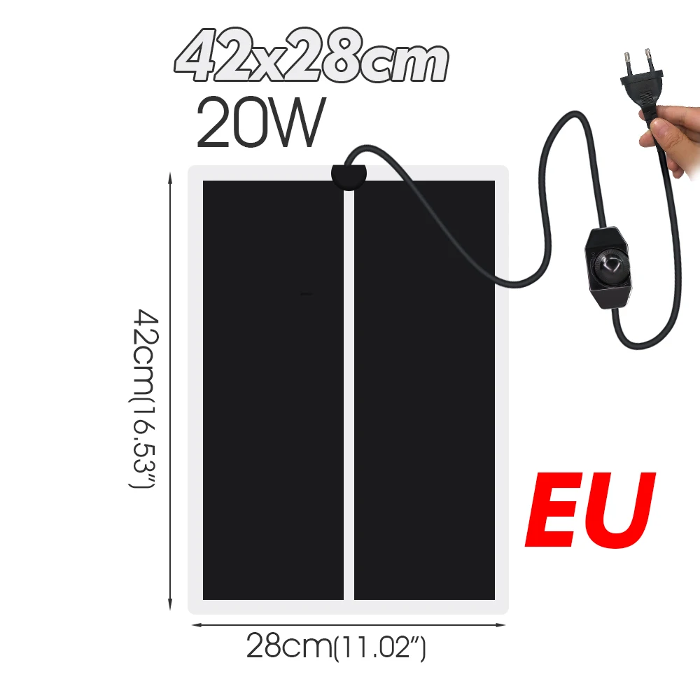 Mata grzewcza do terrarium z regulatorem 5W–45W wtyczka EU śliwka