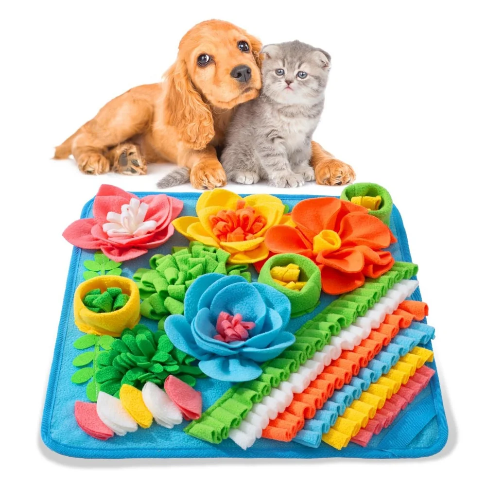 Mata sniffing z kocami i kieszeniami dla psa slow food puzzle żółty