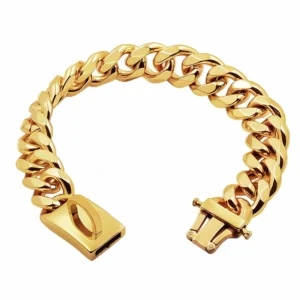 Metalowa obroża choker dla psa ze stali nierdzewnej, złota i srebrna, szeroka 19 mm Złoto