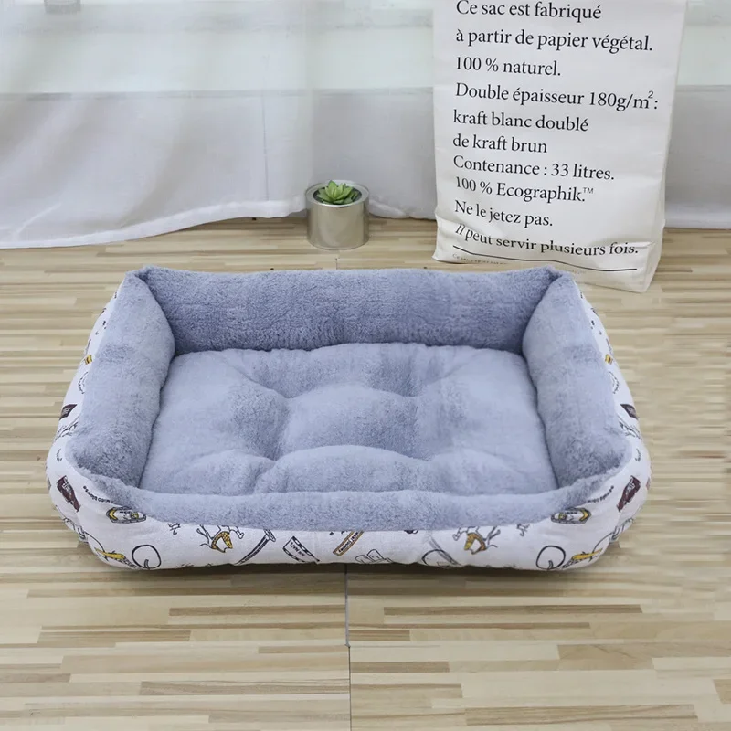 Miękka sofa śpiwór dla kota i małego psa — legowisko z poduszką Granatowy