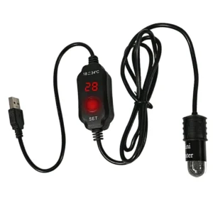 Mini grzałka akwariowa USB 10W z wyświetlaczem cyfrowym do małego zbiornika Czarny