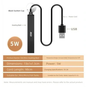 Mini grzałka akwariowa USB z termostatem 5/10W W